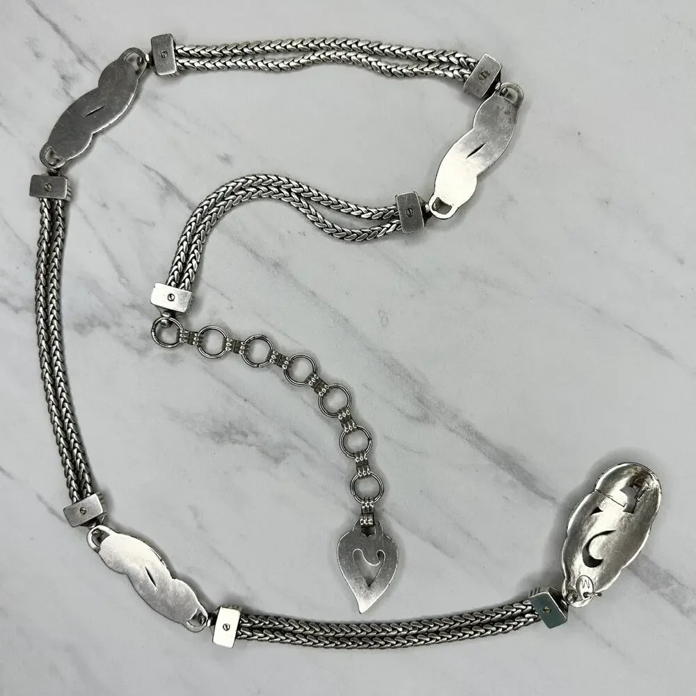 Brighton Silver Tone Braided Chain Belt Heart Charm Medium (M) ✨